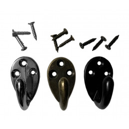 Set of 10 small metal clothes hooks, coat hangers (color: black)
