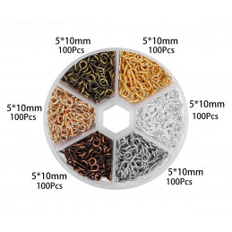 Set mini screw eyes (600 pieces, 5x10 mm, different colors, in