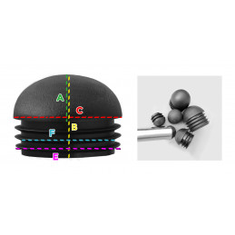 plastik benbenhætte (indvendig, kugle, rund, 25-31-32, sort)