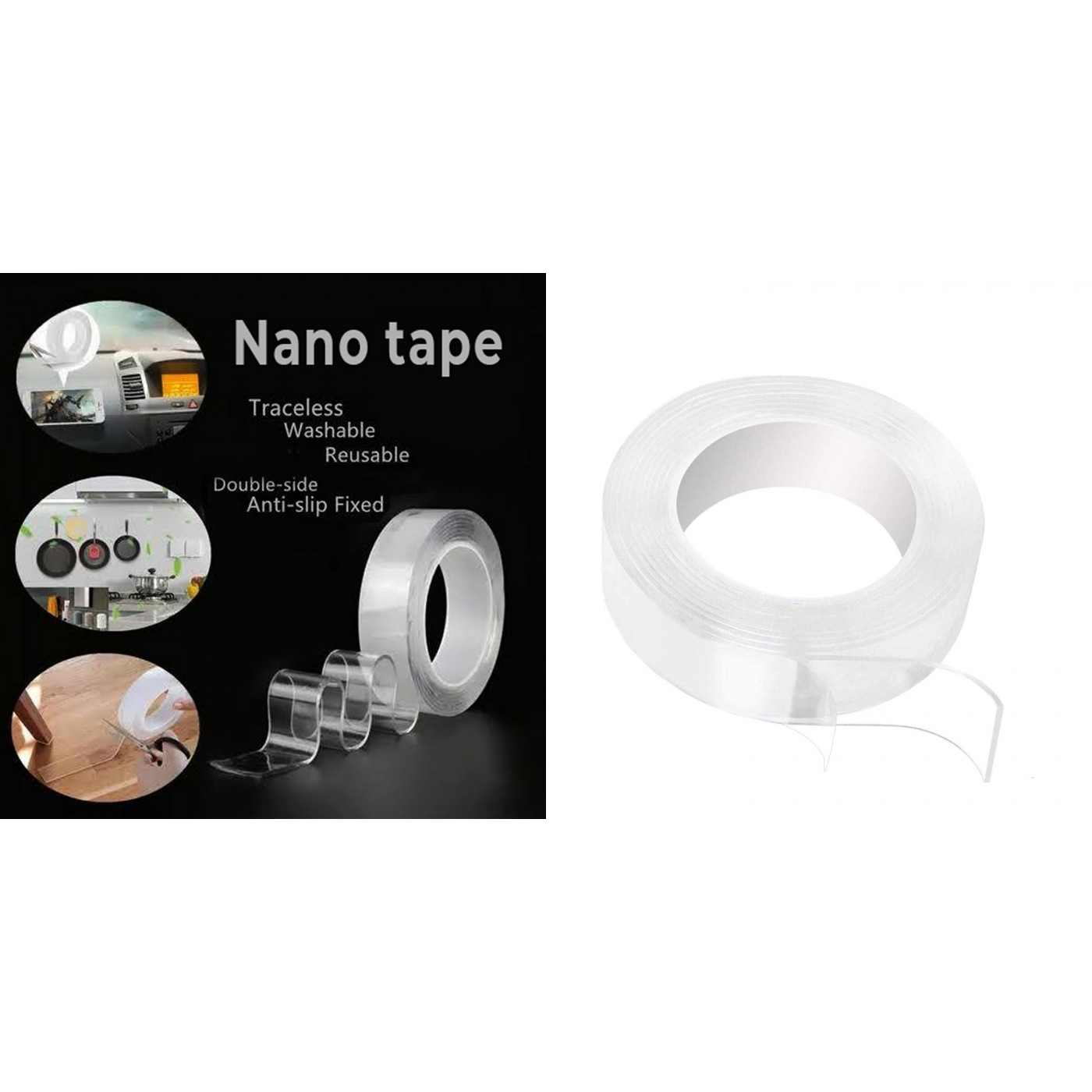 Set of 4 rolls of double-sided nano tape (width: 30 mm, length: 8 m) -  Wood, Tools & Deco