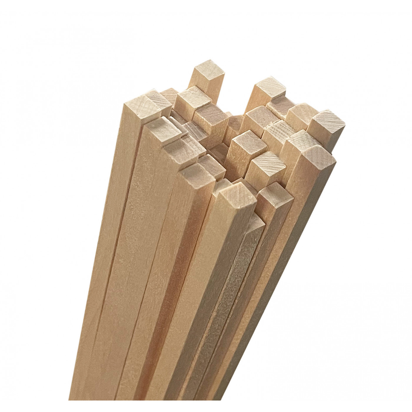Set of 50 wooden sticks (square, 8x8 mm, 70 cm length, birch wood