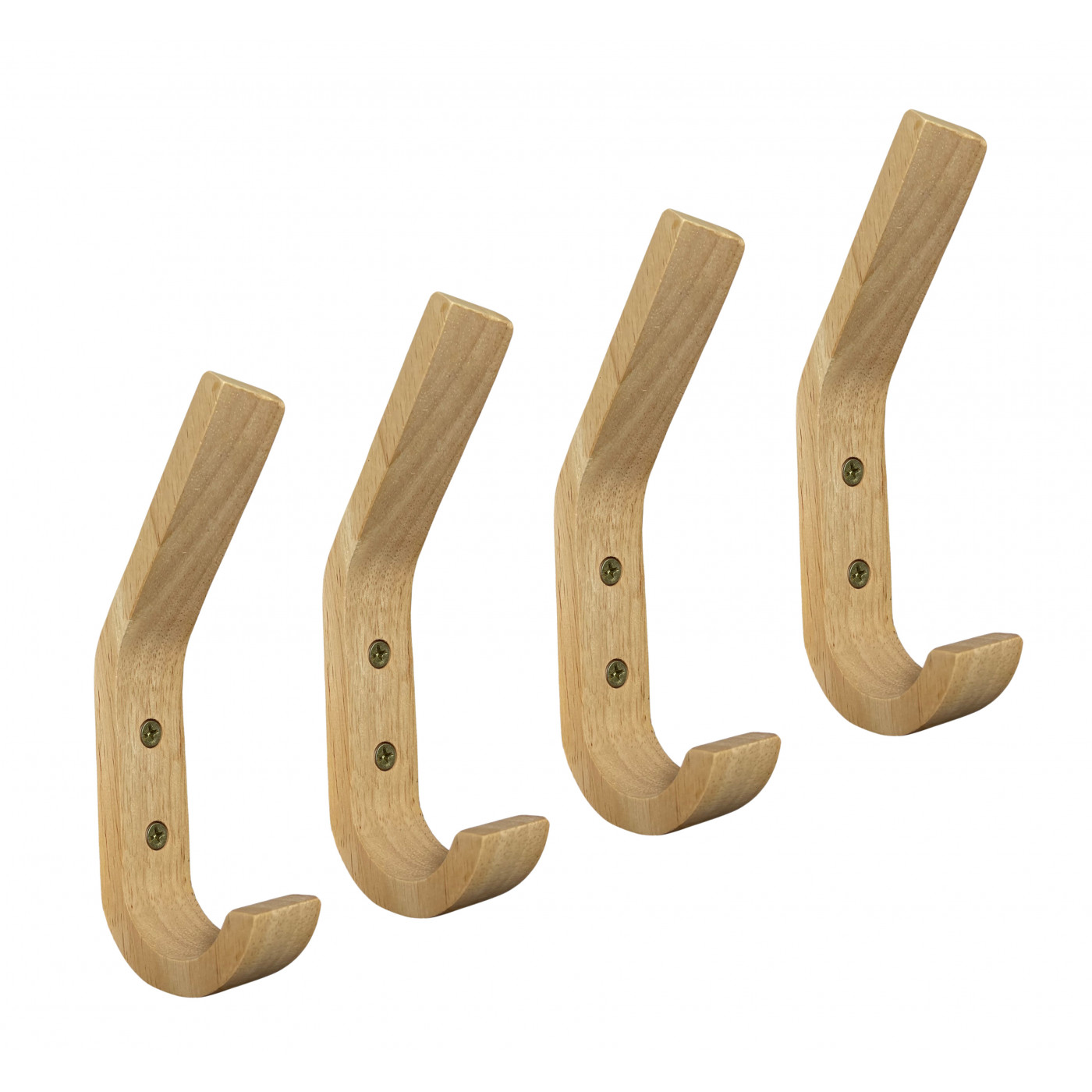Set di 4 ganci appendiabiti semplici in legno (rovere) - Wood, Tools & Deco
