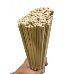 Set of 200 wooden sticks (square, 4.0x4.0 mm, 38 cm length, birch