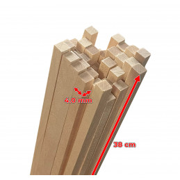 Set von 200 Holzstäben (quadratisch, 4,0x4,0 mm, 38 cm lang