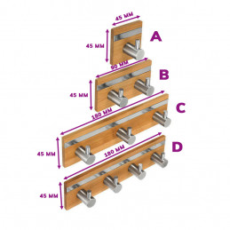 Set van 2 bamboe kleerhangers, 4 haken (met RVS)