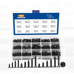 Set 450 mini schroefjes (M2.3, M2.6, M3.0, zwart) - Wood, Tools & Deco