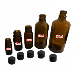 Lot de 14 flacons en verre (50 ml) avec bouchon à vis noir