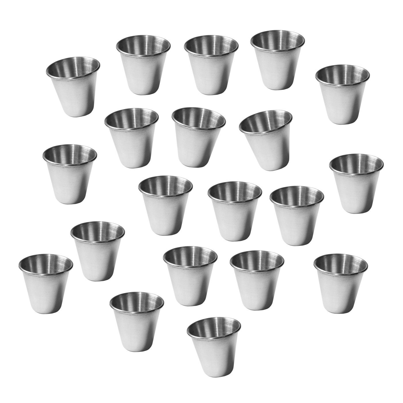 Set of 20 stainless steel cups, 30 ml, with rolled edges - Wood, Tools &  Deco