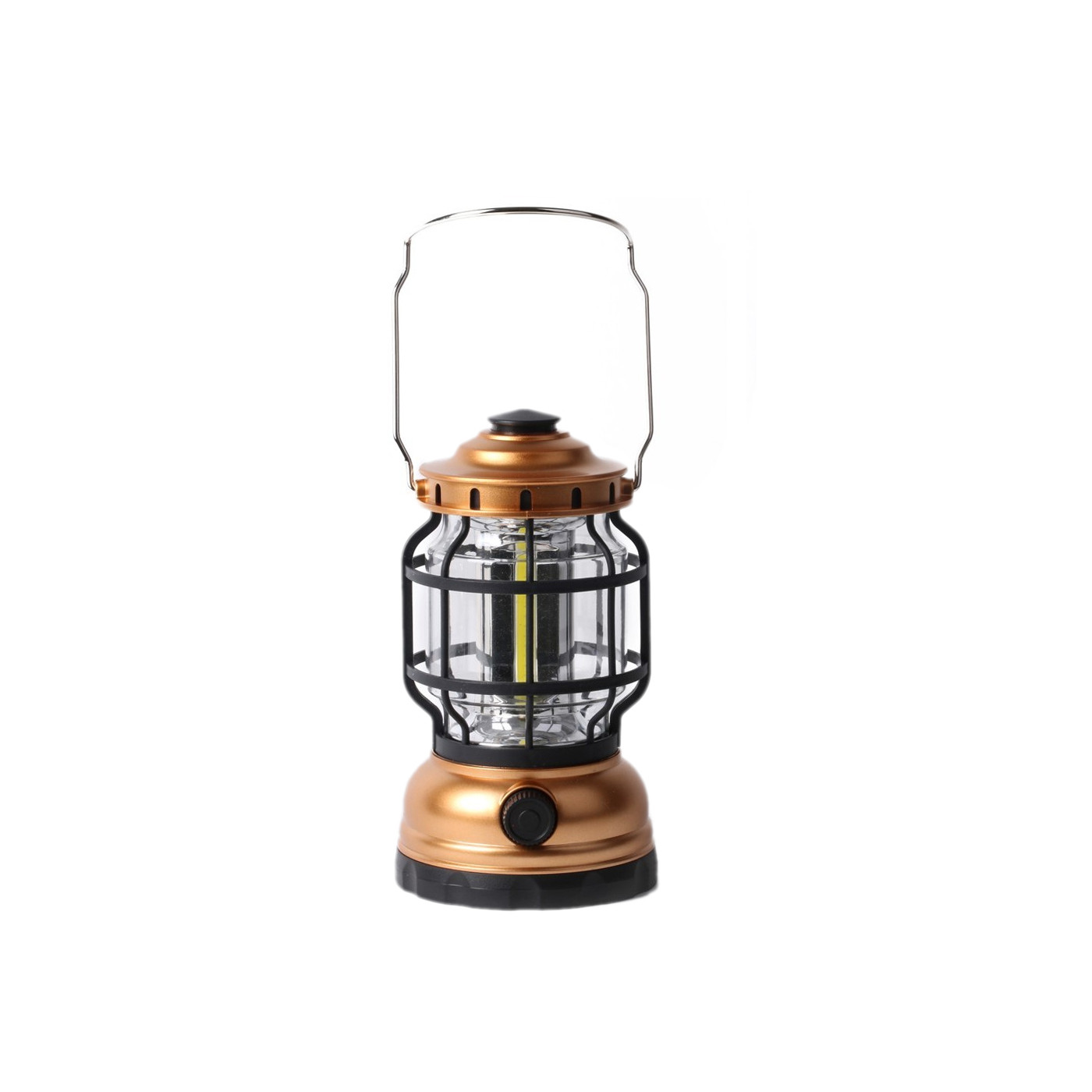 Retro camping lamp (dimmable, battery operated, gold) - Wood, Tools & Deco