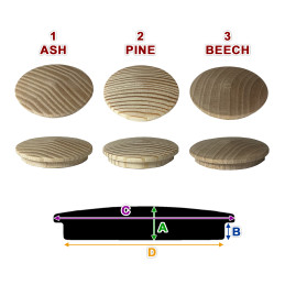 Set van 30 houten doppen, knoppen (20 mm diameter, grenenhout)