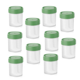 Juego de 30 recipientes para muestras con tapón verde (40 ml