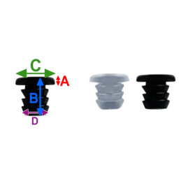 Set von 100 PVC-Stopfen, Puffern, Stoßfängern (Innen, rund, 5,0