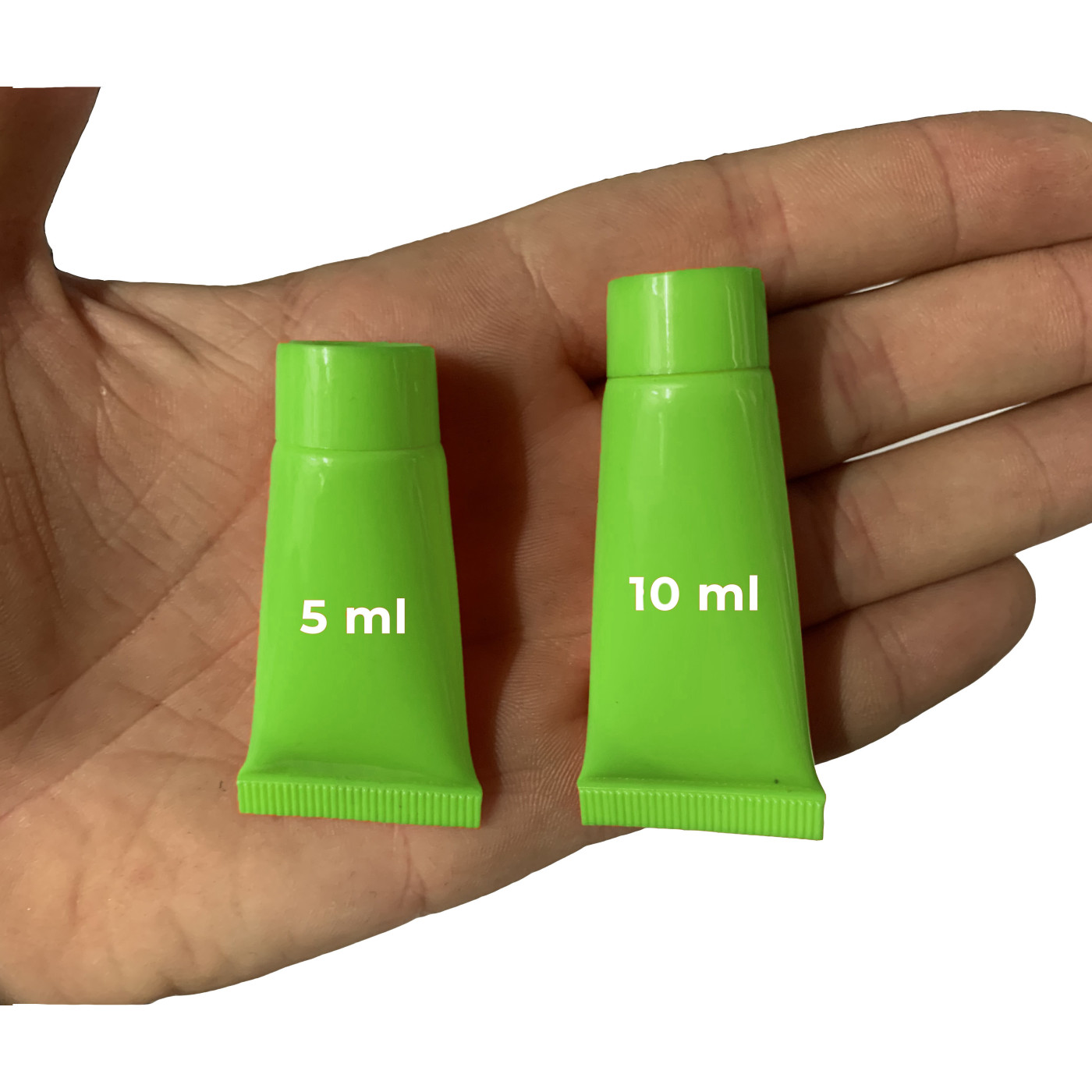 Set of 50 refillable, cosmetic tubes (10 ml, green)