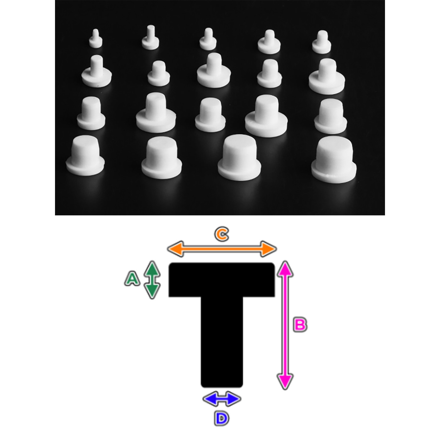 Set von 100 flexiblen Steckern (2,5 mm, innen, rund, weiß)