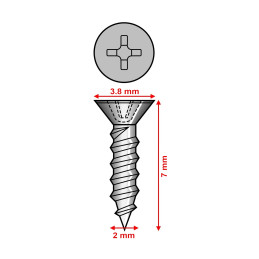 Conjunto de 300 miniparafusos (2,0x7 mm, escareados, cor