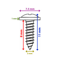 Sada 100 malých šroubů (3,0x8 mm, stříbrná barva)