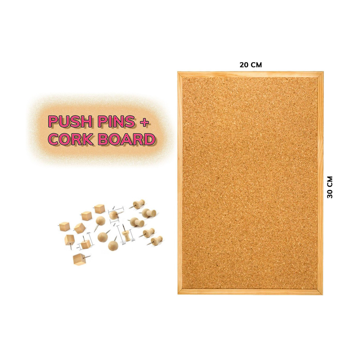 Small notice board (20x30 cm) with 90 pins