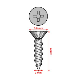 Conjunto de 300 miniparafusos (2,0x5 mm, escareados, cor bronze)