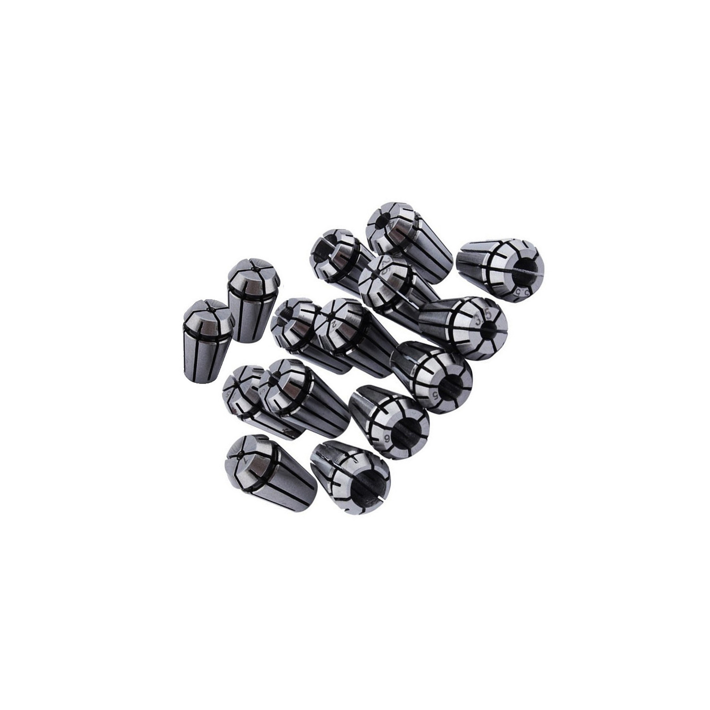 Set ER11 collet chucks (15 pcs, 1-7 mm, including 1/8 inch, 1/4