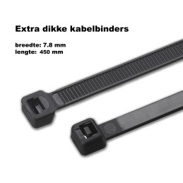 Set van 50 dikke tie wraps (kabelbinders zwart), 7.8x450 mm