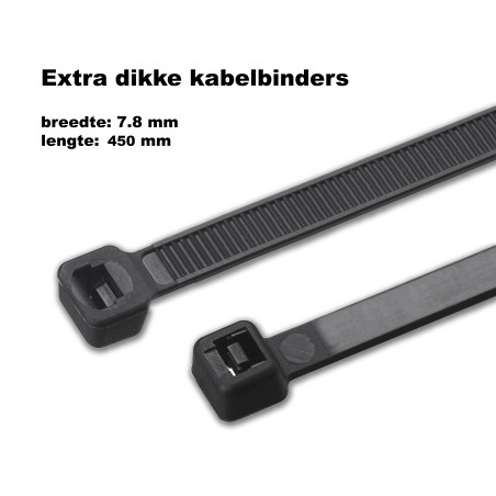 Set von 50 starken Kabelbindern, 7,8 x 450 mm (schwarz, extra