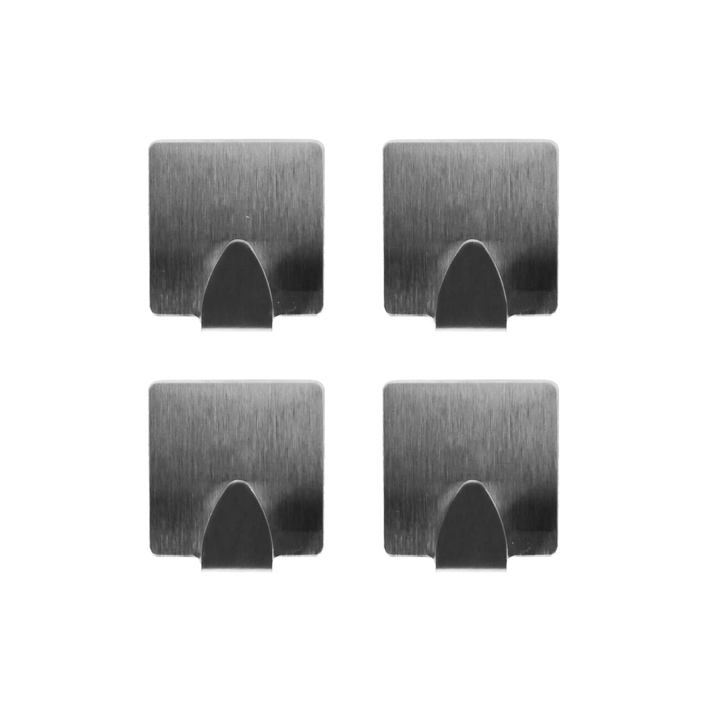 Set of 4 stainless steel towel hooks (with self-adhesive layer)