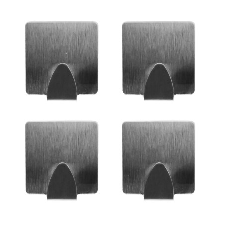 Set of 4 stainless steel towel hooks (with self-adhesive layer)