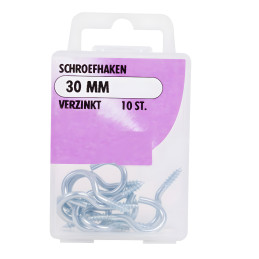 Set of 10 screw hooks (30 mm)