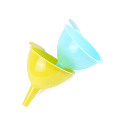 Set of 2 large plastic funnels (mint and green colors)