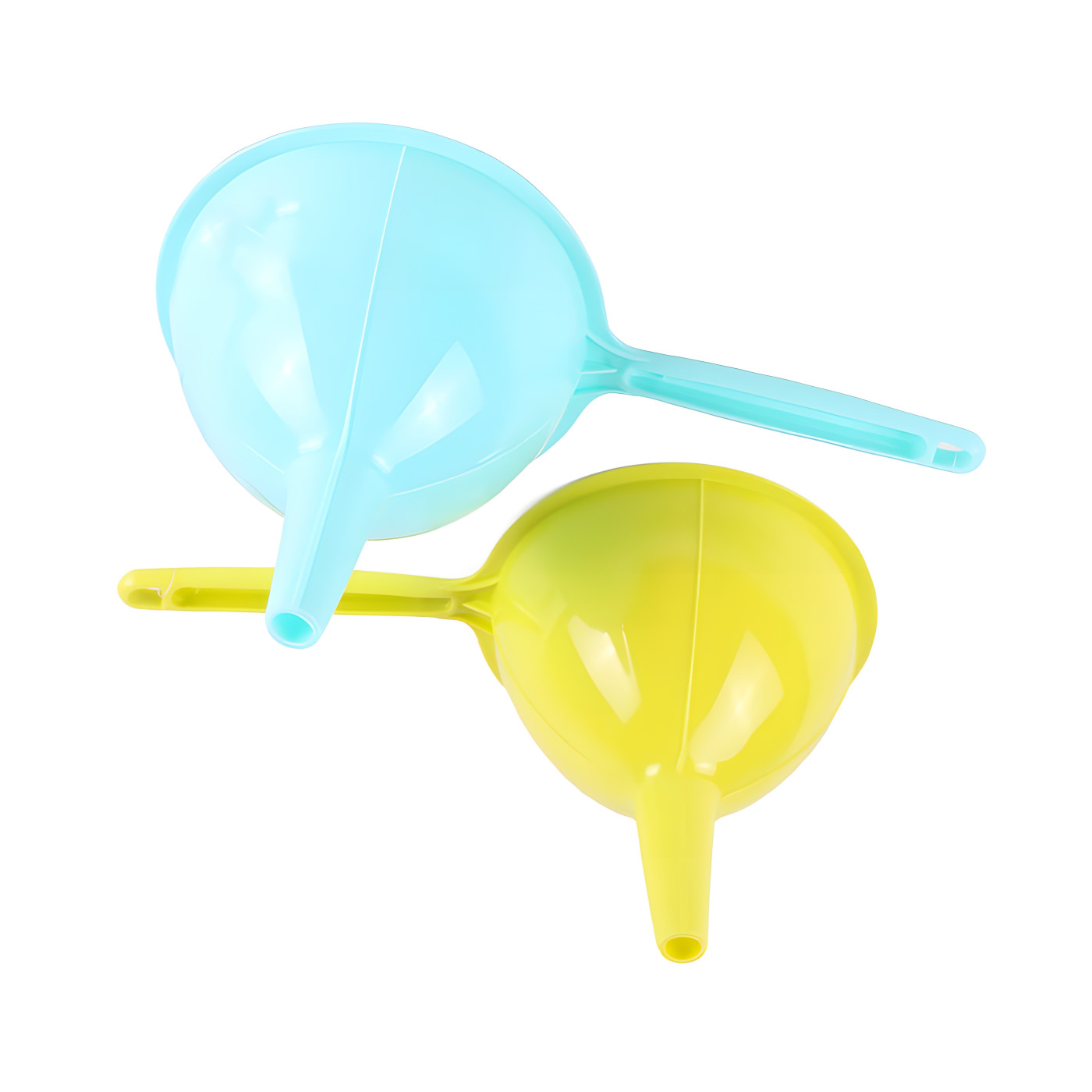 Set of 2 large plastic funnels (mint and green colors)