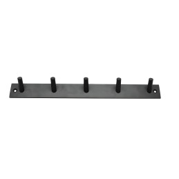 Strong black coat rack (metal, 5 hooks, 32 cm width)