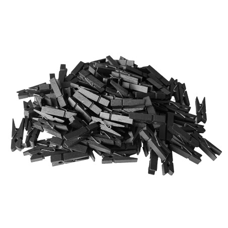 Set of 100 small clothes pins from wood (35 mm, black)