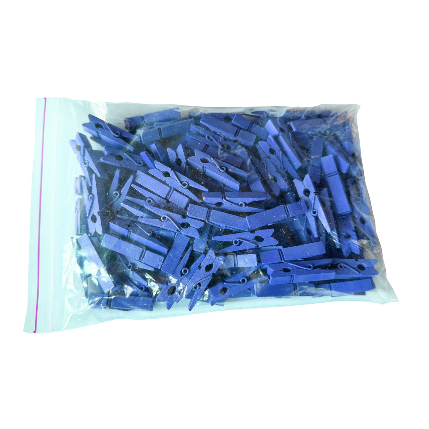 Set of 100 small clothes pins from wood (35 mm, dark blue)