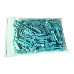 Set of 100 small clothes pins from wood (35 mm, light blue)