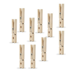 Set of 10 wooden clothes pegs (standard size: 7 cm length)