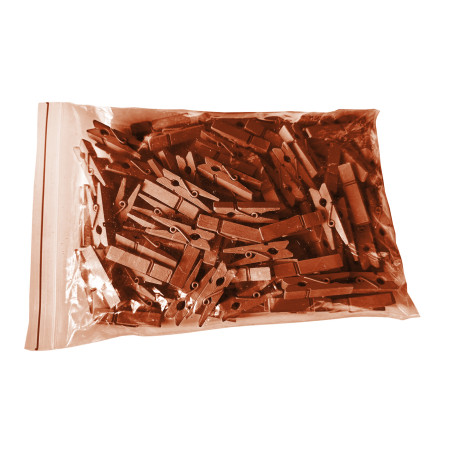 Set of 100 small clothes pins from wood (35 mm, brown)