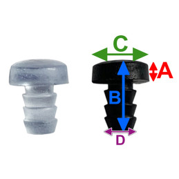 Set di 50 tappi, tamponi, paraurti in PVC (interni, rotondi