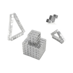 Set of 216 strong magnets (silver, cube: 5x5x5 mm)