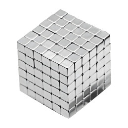 Set of 216 strong magnets (silver, cube: 5x5x5 mm)