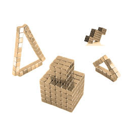 Set di 216 magneti potenti (oro, cubo: 5x5x5 mm)