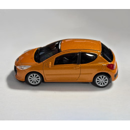 Scale model Peugeot 207 (scale 1:43, about 10x4x3 cm, orange)