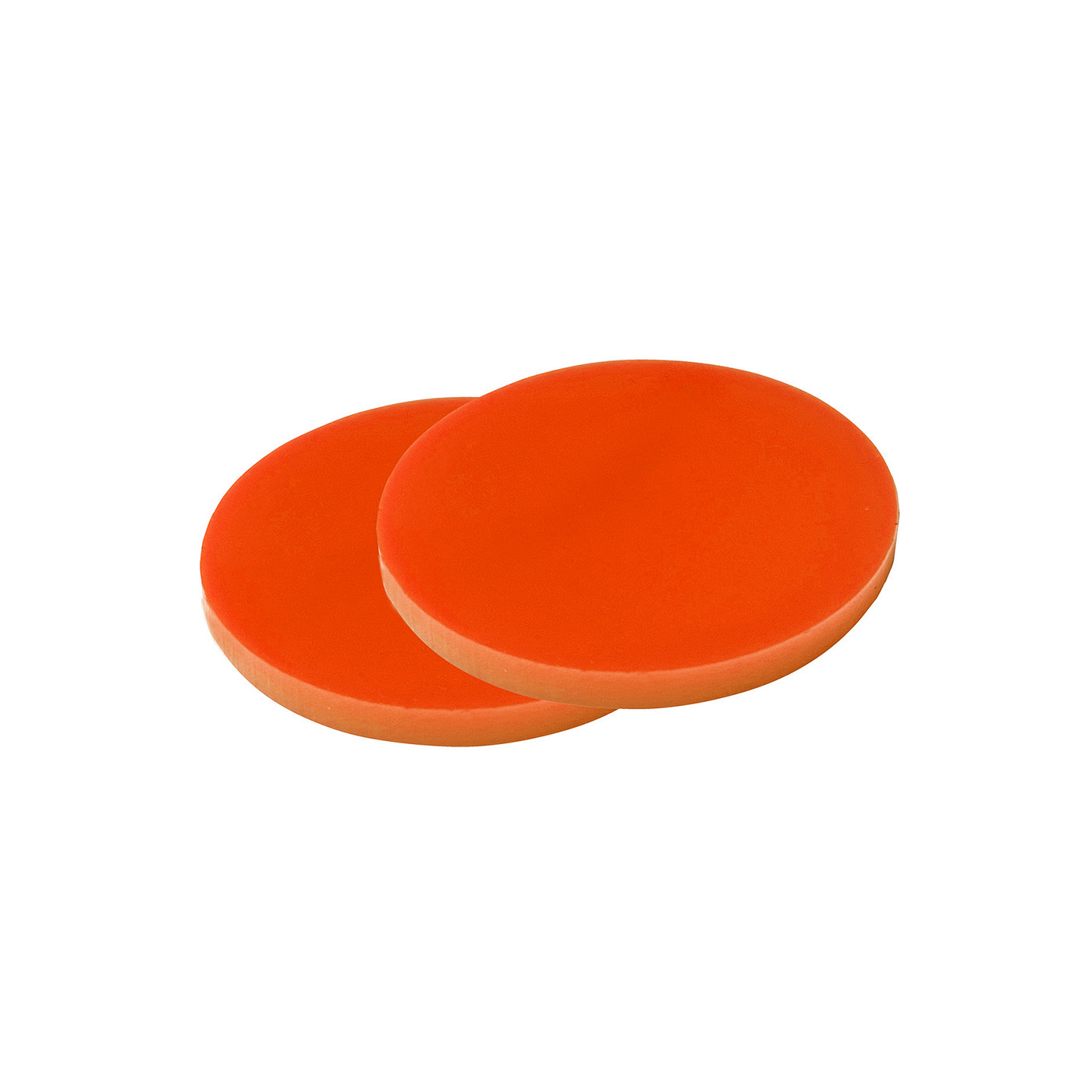 Set van 30 plastic schijfjes (3x30 mm, acrylaat, PMMA, oranje)