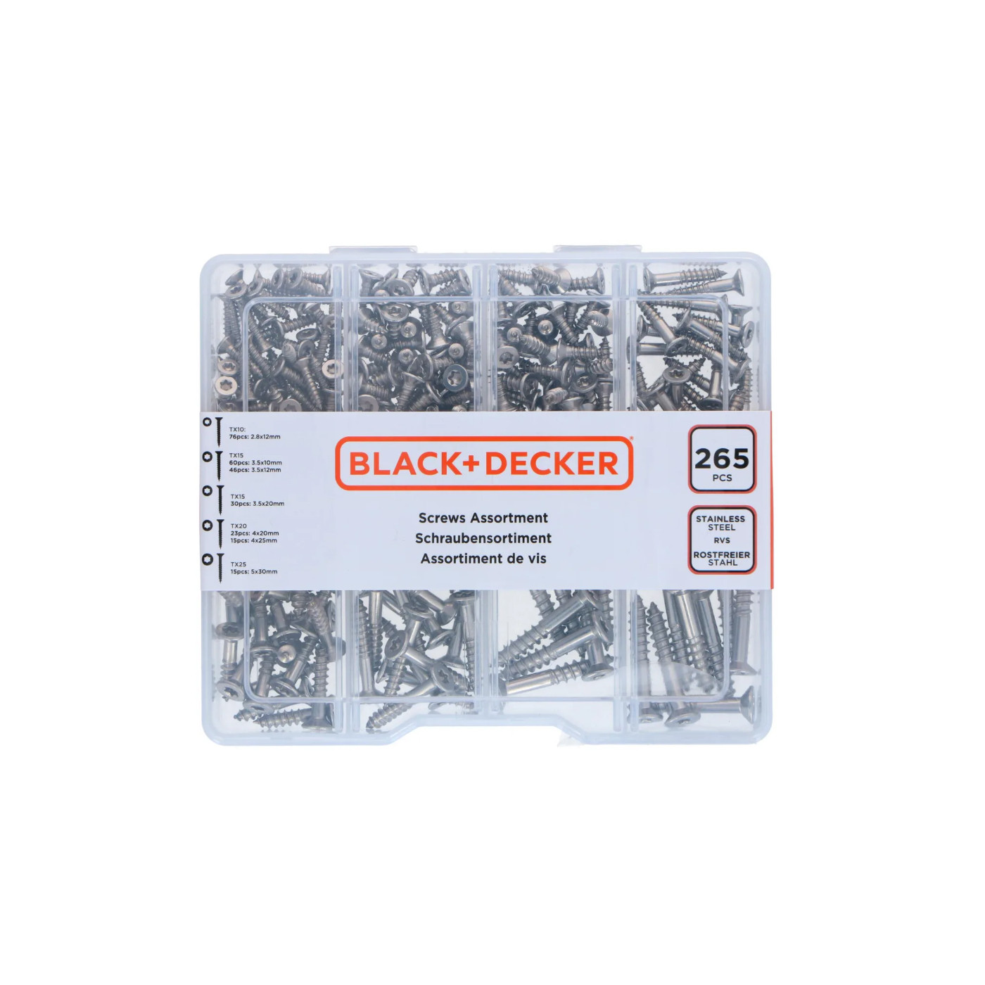 Jeu de vis Torx Black and Decker (265 pièces)