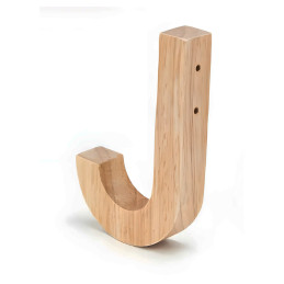 Wooden wall hook (J-shape, 1.8x1.8x12.5 cm, rubber wood)