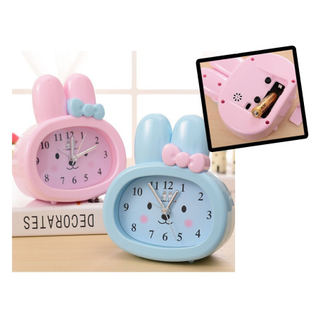 Funny childrens alarm clock for boys: blue rabbit