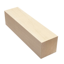 Pænt høvlet blok af basswood (5x5x20 cm, til arbejde eller leg)