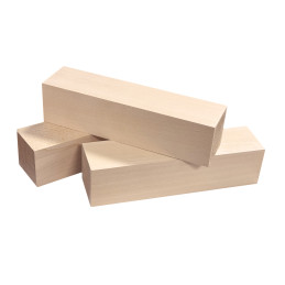 Set of 9 blocks of basswood (5x5x20 cm, for working or playing)