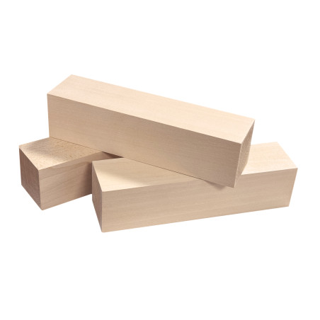 Set of 10 blocks of basswood (5x5x20 cm, for working or playing)