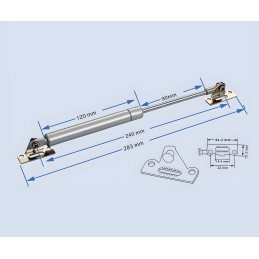 Resorte de gas de tensión universal con soportes (150N/15kg