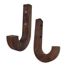 Wooden wall hook (J-shape, 1.8x1.8x12.5 cm, walnut wood)